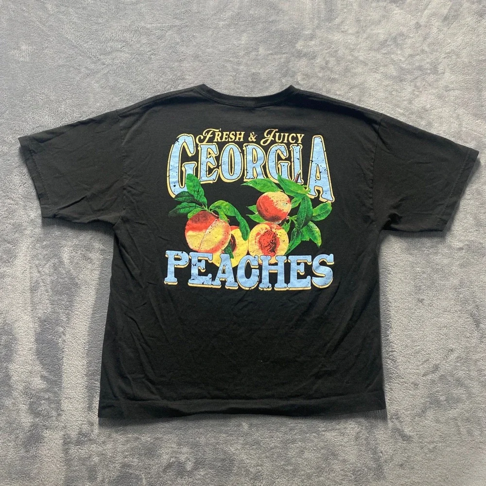 Call Your Mother Georgia Peaches T-Shirt Mens Medium Graphic Black Cotton Tee